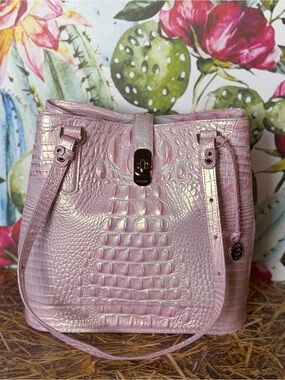 Brahmin Fiora Rosewater Pink Bucket Bag NWT FIRM $$